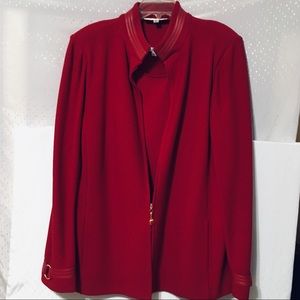 ST JOHN Red 2pc Sweater/top Size 14/ Shell Large